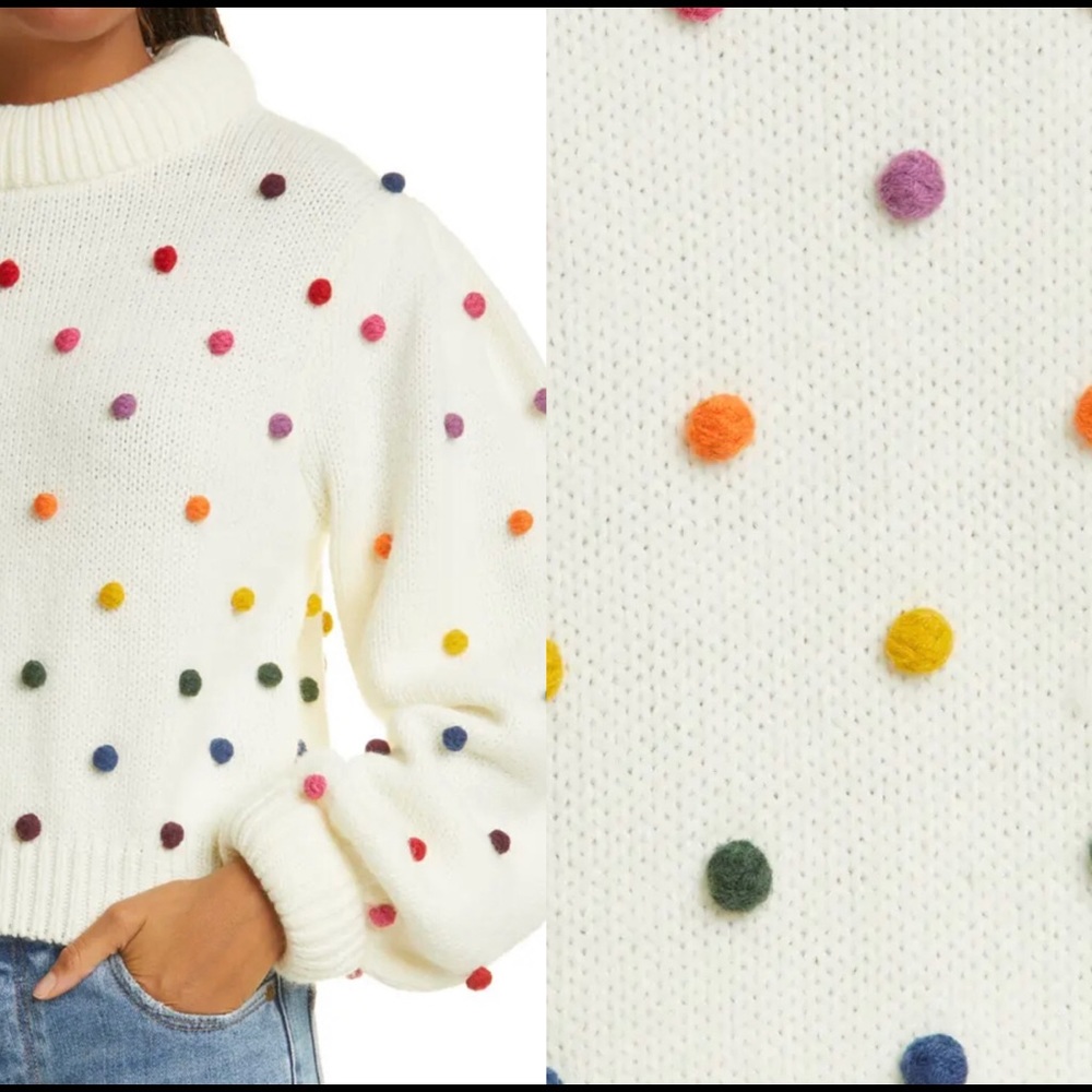 NWT Farm Rio Rainbow Dots Turtleneck Sweater Size: XS, L - Picture 5 of 12